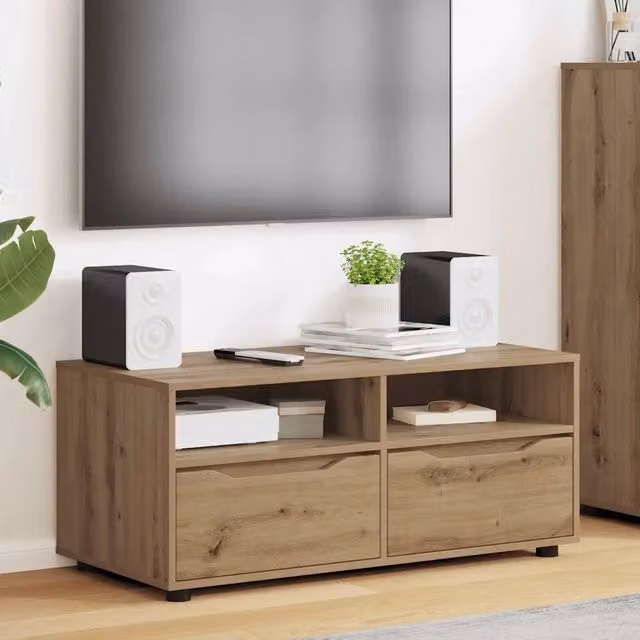 Mobile TV moderno vidaXL in legno color rovere marrone L/P/H: 100 x 48 x 43 cm