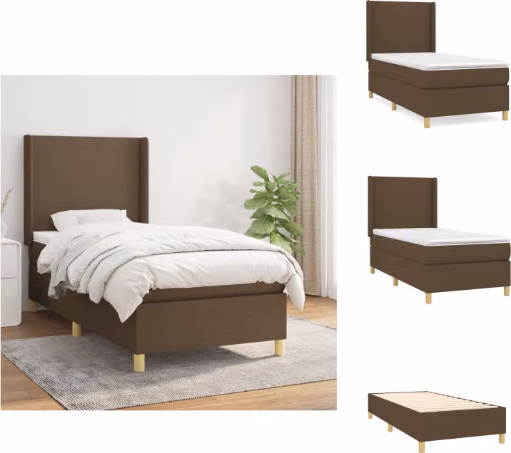 vidaXL Letto a molle con materasso marrone scuro 80x200 cm in tessuto - Letti e strutture letto