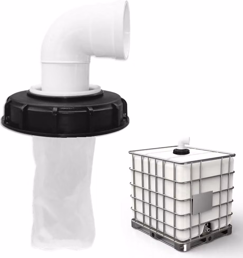 Filtro IBC a 90° con coperchio in nylon, diametro 165 mm, lavabile, filtro per l'acqua da utilizzare con serbatoi di raccolta dell'acqua piovana