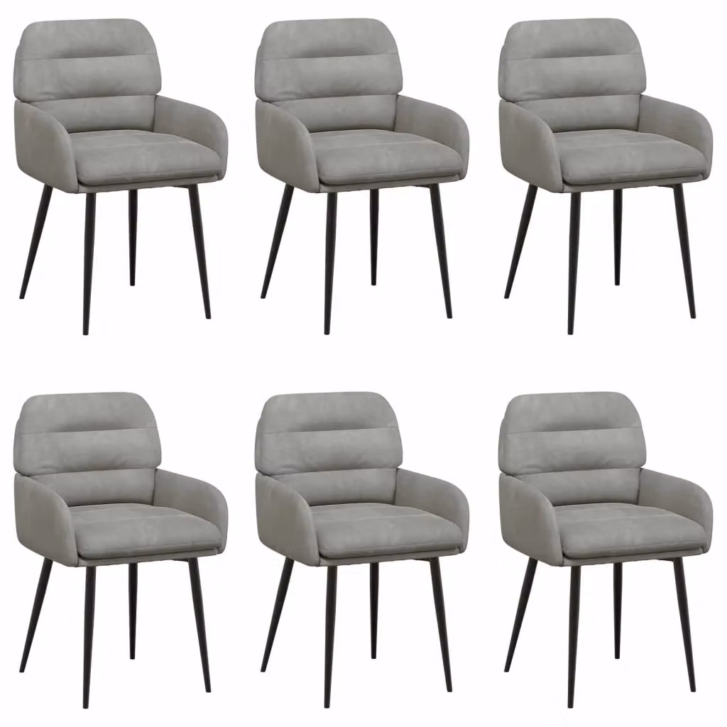 Set di 6 sedie da pranzo moderne vidaXL in velluto grigio con struttura in metallo e plastica, L: 59 cm, P: 59,5 cm, H: 90 cm – 2