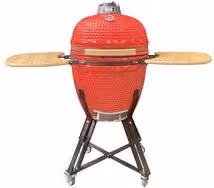 Barbecue Kamado C Line Outdoor in Ceramica Rosso e Nero con Termometro e Ruote