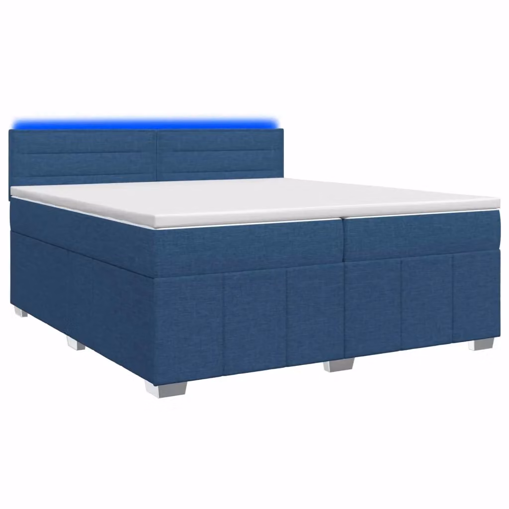 Letto box spring ibrido vidaXL con materasso a molle insacchettate e base contenitore, colore blu e bianco, L/P/H: 200 x 200 x 100,5 cm – 2