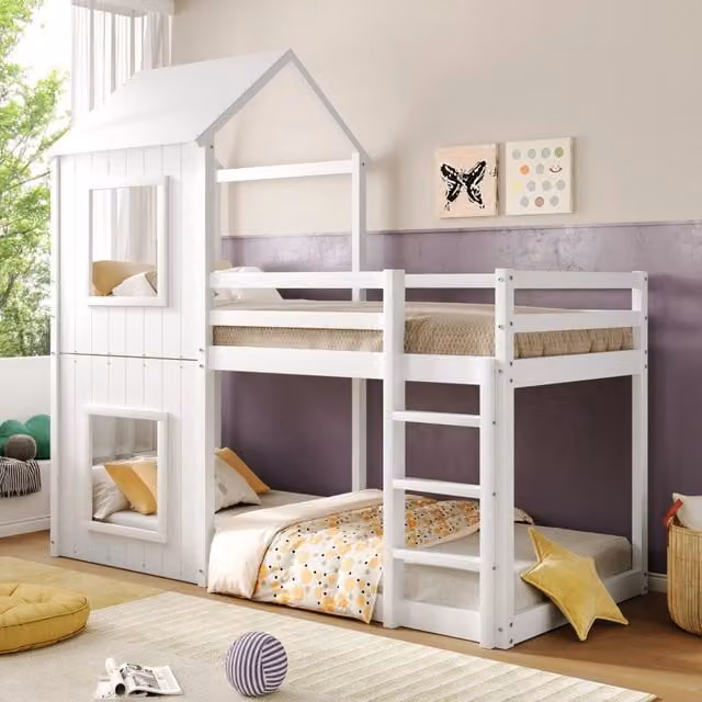 letto a castello in pino bianco 90 x 200 cm