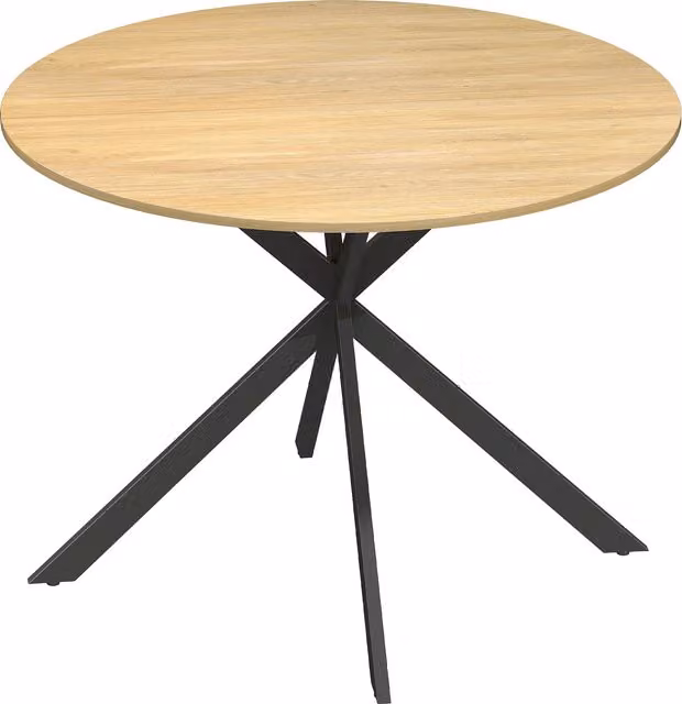 Tavolo da pranzo rotondo HOMCOM in stile industriale con gambe a croce in acciaio, colore quercia e nero, Ø 100 x H 75 cm – 1