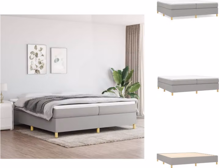 vidaXL Letto a molle insacchettate grigio chiaro 200x200 cm in tessuto - Letti e strutture letto