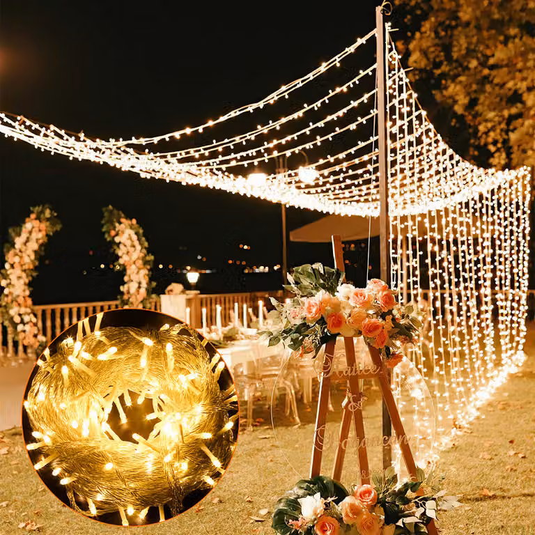 Jopassy LED luci di fata luci di tenda decorazione luci di tenda con 1000 LED 8 modalità di luce USB luci di fata per Natale-IP44 bianco caldo