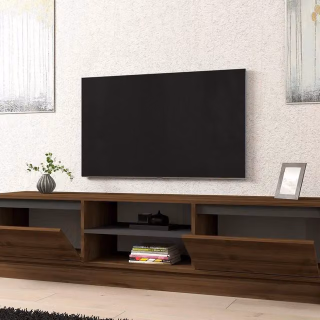 Lurani, Mobile Porta tv un Ripiano, 180x40x45h cm Marrone Noce