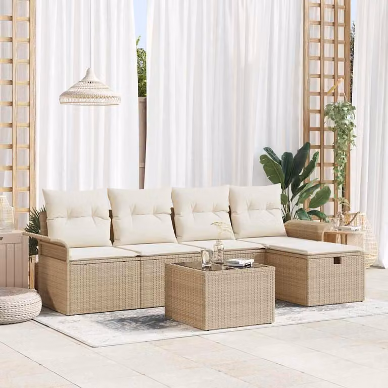 Maison Exclusive - Set da giardino con divano e 6 sedie, in rattan sintetico