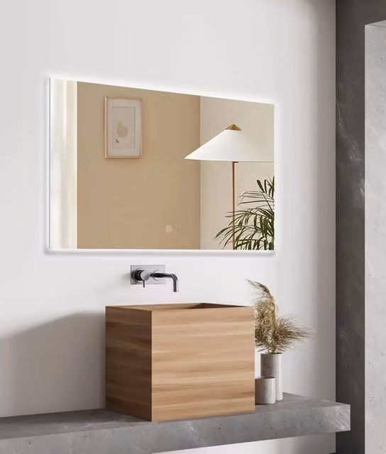 Specchio LED Delta Ducha rettangolare in vetro con touch switch e regolazione luminosità L: 100 cm, H: 70 cm