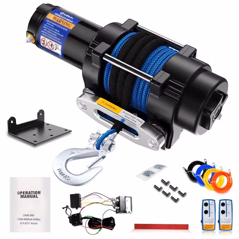 Verricello elettrico a 12 V, capacità di 2045 kg, verricello motorizzato, corda sintetica, impermeabile secondo lo standard IP67