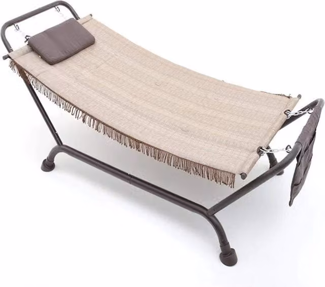 Amaca Bali Salmar con struttura in acciaio e cuscini inclusi, colore beige e marrone