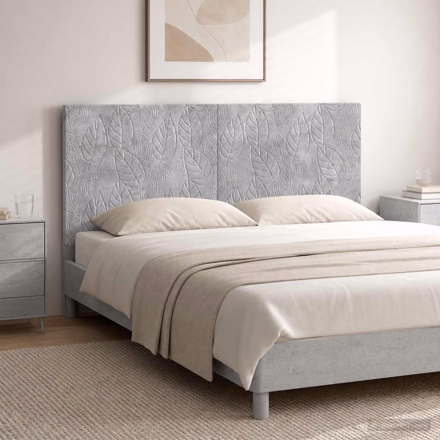 Testiera da muro vidaXL DELFT in tessuto grigio con ripiano integrato, L 120 cm, H 50 cm, P 10,5 cm