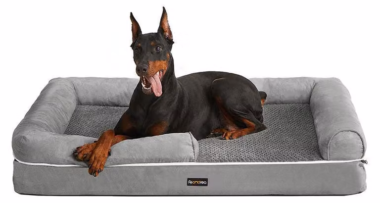 Cuccia ortopedica per cani, impermeabile, lavabile, portatile, in peluche, color grigio chiaro, dimensioni 120 x 85 x 25 cm