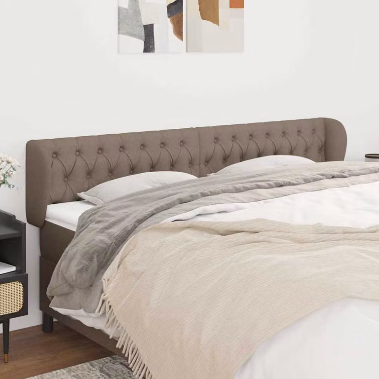 Testiera ad orecchio vidaXL in tessuto beige L: 183 cm, P: 23 cm, H: 78-88 cm