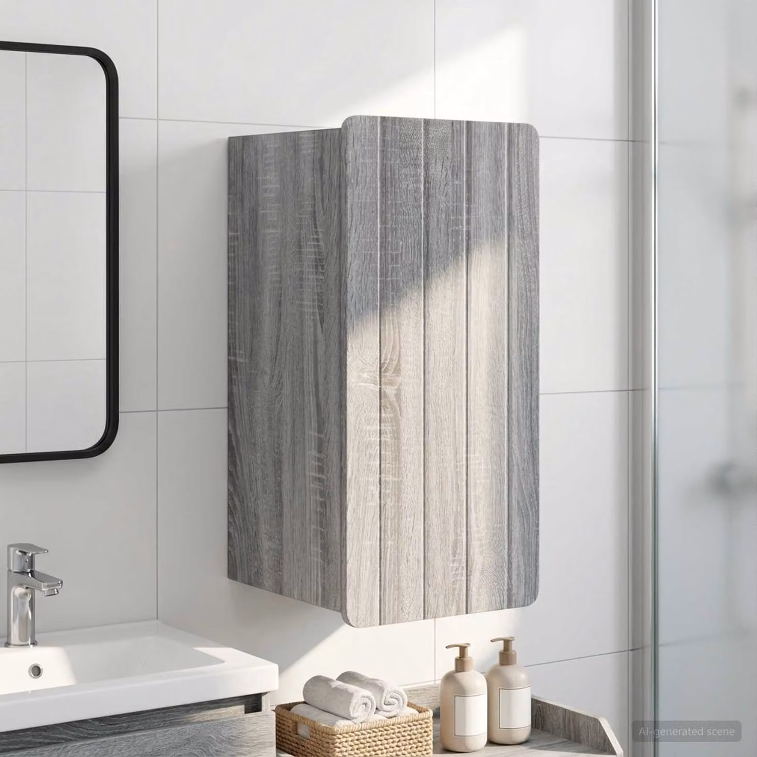 Armadio da bagno a muro vidaXL ZWOLLE moderno grigio L: 30 cm, P: 31 cm, H: 63 cm