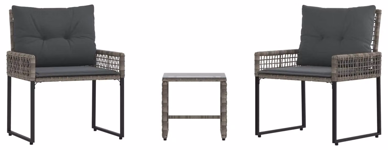 Set di Mobili da Esterno con cuscino 3 pcs Grigio
