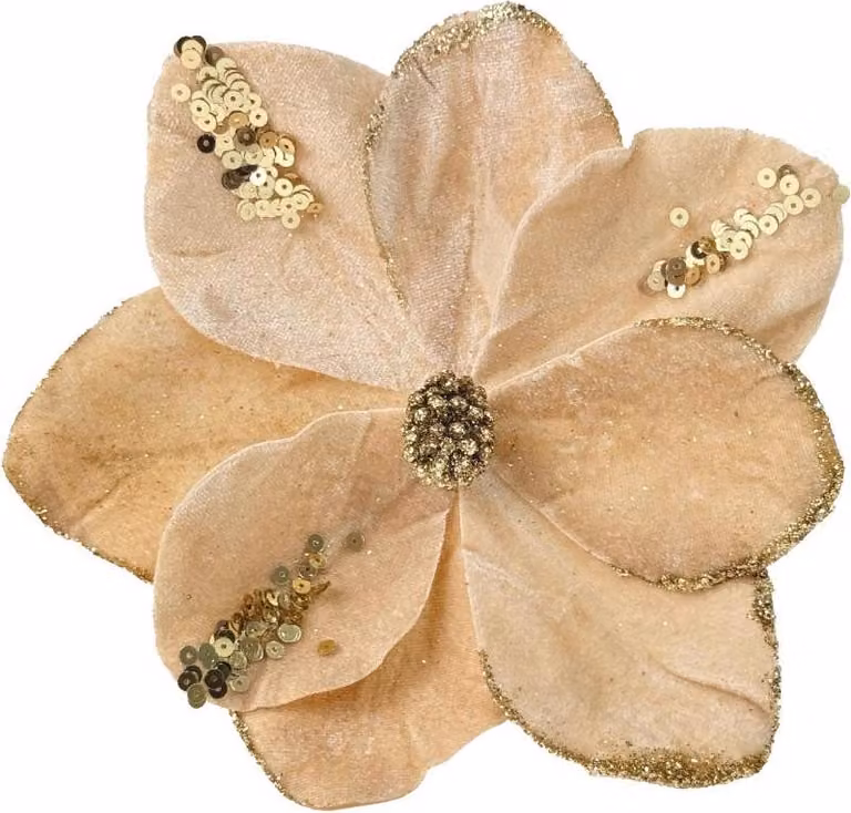 Fiori per l'albero di Natale - Magnolia di Champagne su un bastoncino lungo 20 cm