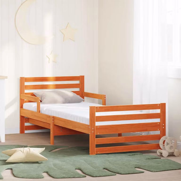 vidaXL Struttura letto per bambini in pino massello marrone L/P: 80 x 200 cm