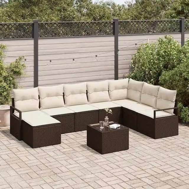 Set di divani 9 pz Marrone polyrattan 3346508