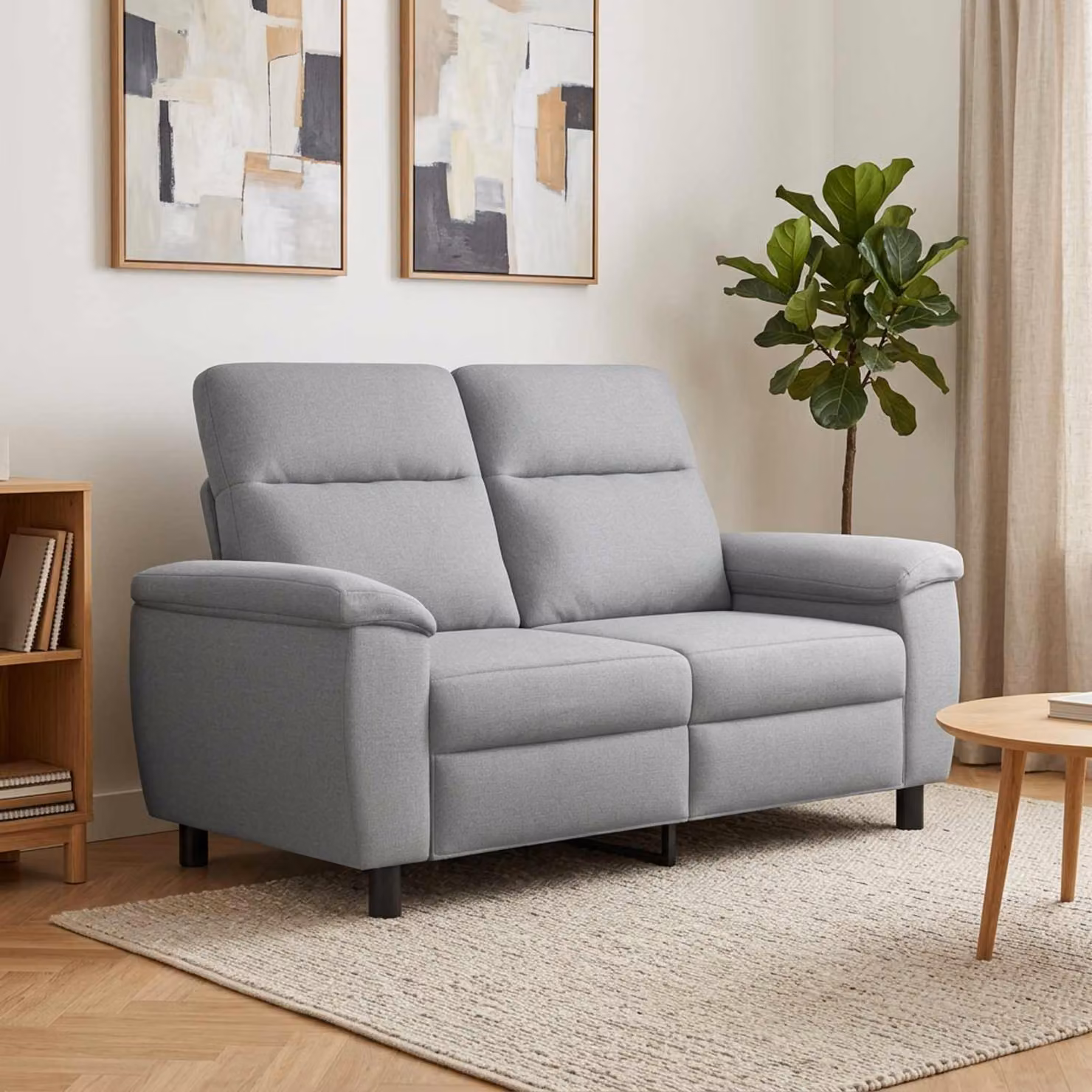 Divano moderno vidaXL in tessuto grigio con struttura in metallo L: 158 cm, P: 90 cm, H: 95 cm
