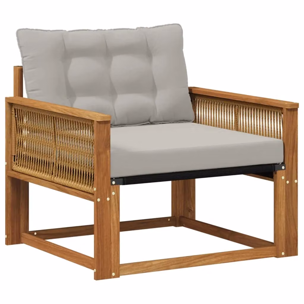 Set da giardino moderno vidaXL in legno di acacia massello e textilene grigio – 2