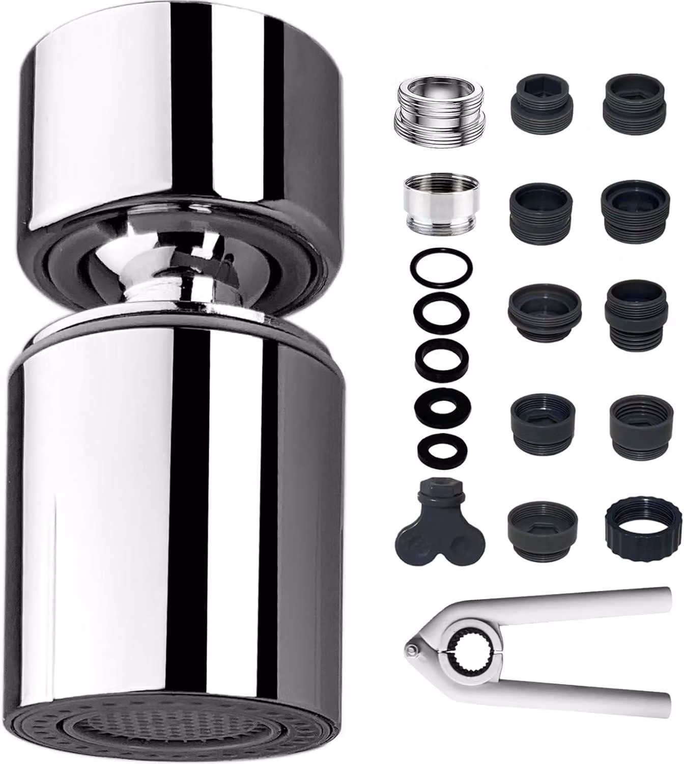 Aeratore per rubinetto, rotazione a 360°, 2 tipi di getto d'acqua, filettatura interna da 22 mm, adatto per cucina e bagno