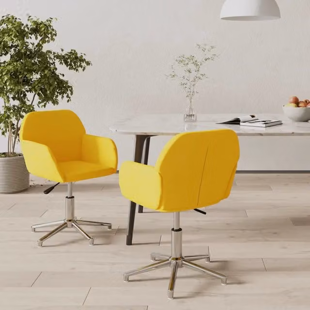 Set di 2 sedie da pranzo girevoli a 360 gradi VIDAXL in tessuto giallo moderno – 1