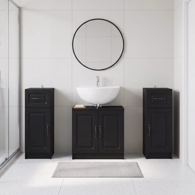 Set di armadietti da bagno UTRECHT vidaXL in 3 pezzi, nero opaco