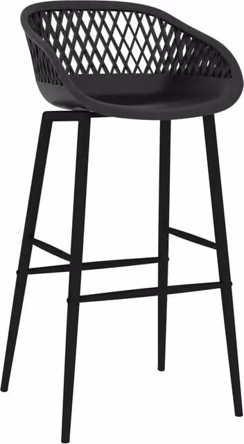 Set di 4 sedie da bar vidaXL nere in metallo e plastica con finitura opaca e design moderno geometrico