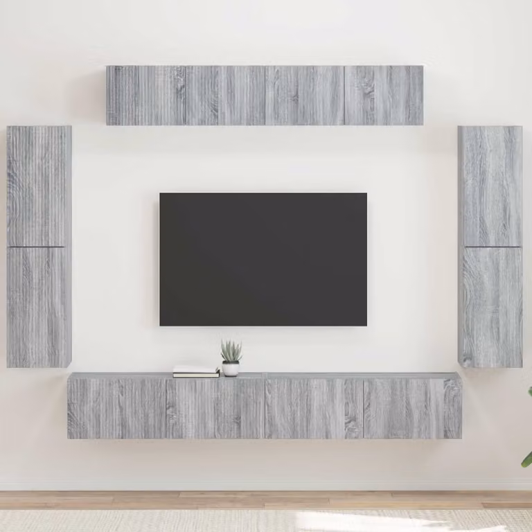 Mobile TV vidaXL in legno ingegnerizzato grigio con 8 scomparti per il tuo soggiorno