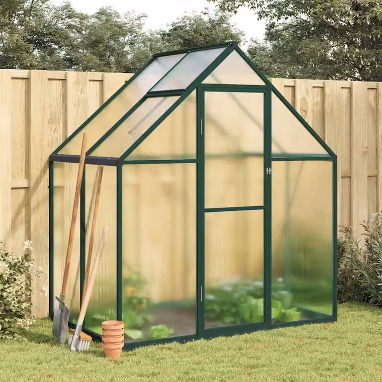 vidaXL Telaio Serra in Alluminio con Copertura Verde e Trasparente L/P/H: 169 x 114 x 195 cm