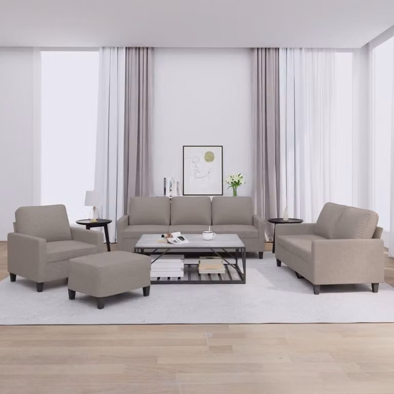 Maison Exclusive - Set divano 4 pezzi con cuscini in tessuto color taupe