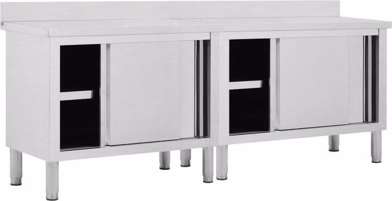 Tavoli da Lavoro Ante Scorrevoli 2 pz 240x50x(95-97) cm Acciaio