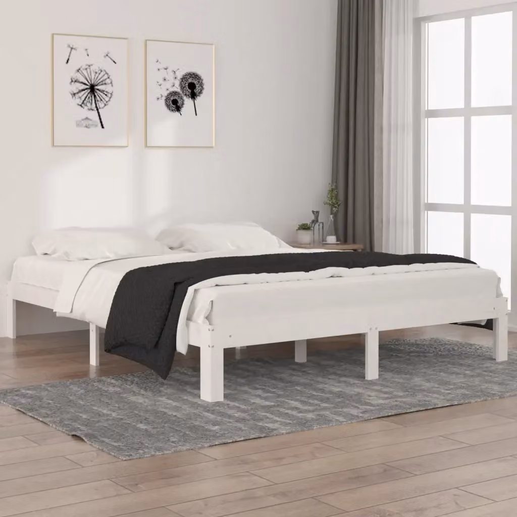 Letto matrimoniale in legno massello di pino bianco con struttura rigida e doghe fisse L/P/H: 160 x 200 x 30 cm – 2