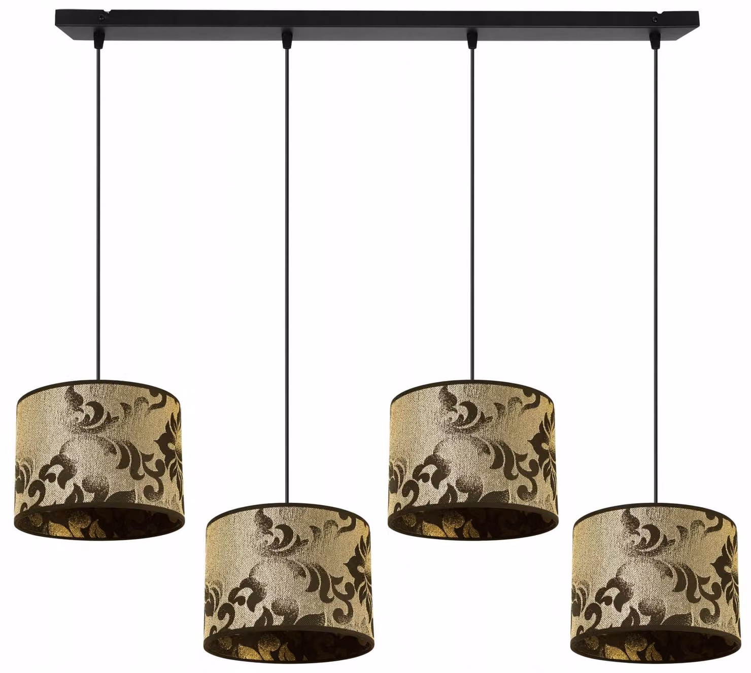 Lampada a sospensione, lampadario, paralume, motivo dorato