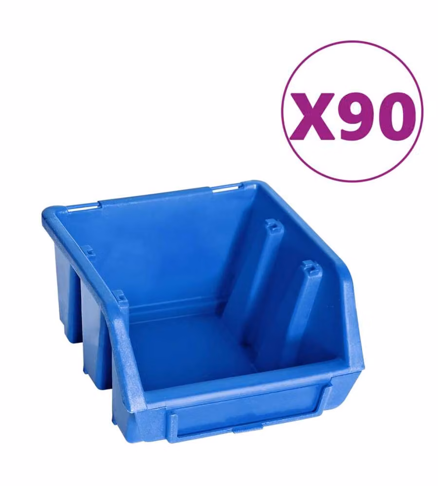 Kit Contenitori 96 pz con Pannelli a Parete Blu e Nero
