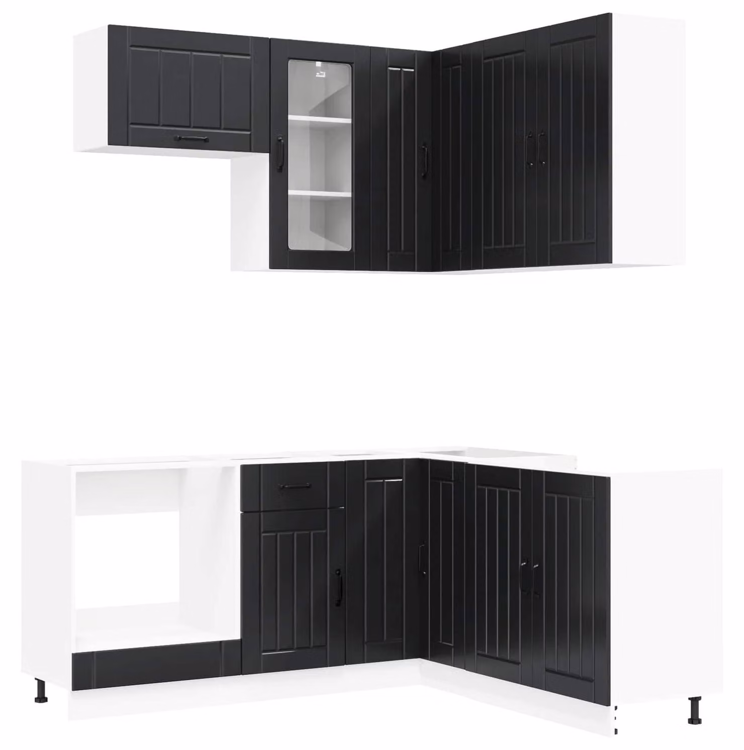 Set di mobili da cucina LUCCA, 8 pezzi, in legno impiallacciato nero