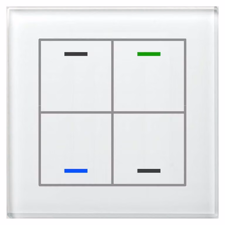 MDT technologies Pulsante in vetro II Luce a 4 vie RGBW, bianco, neutro BE-GTL40W.01