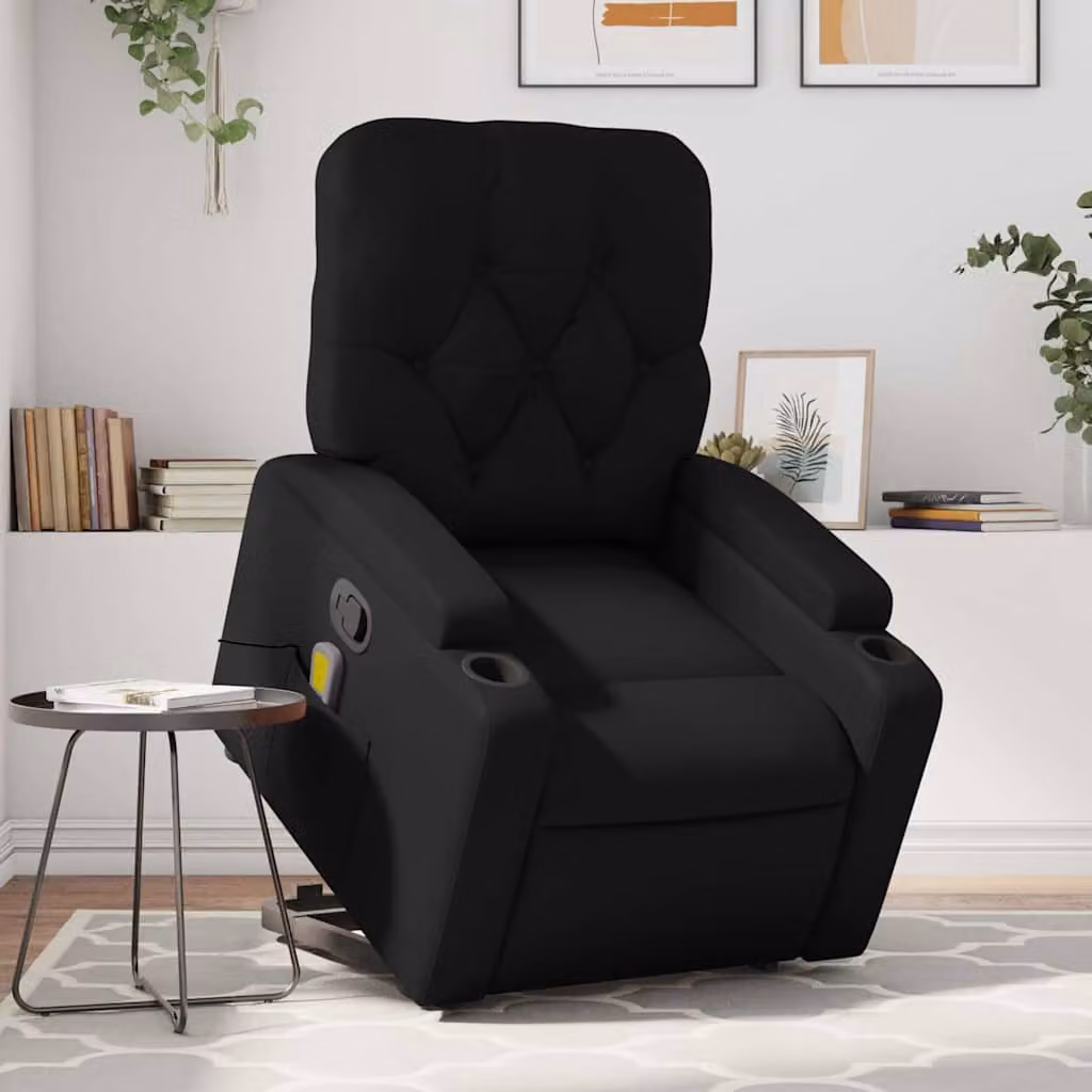 vidaXL Poltrona Alzapersona Reclinabile con Assistenza Elettrica in Similpelle Nera per Anziani – 1