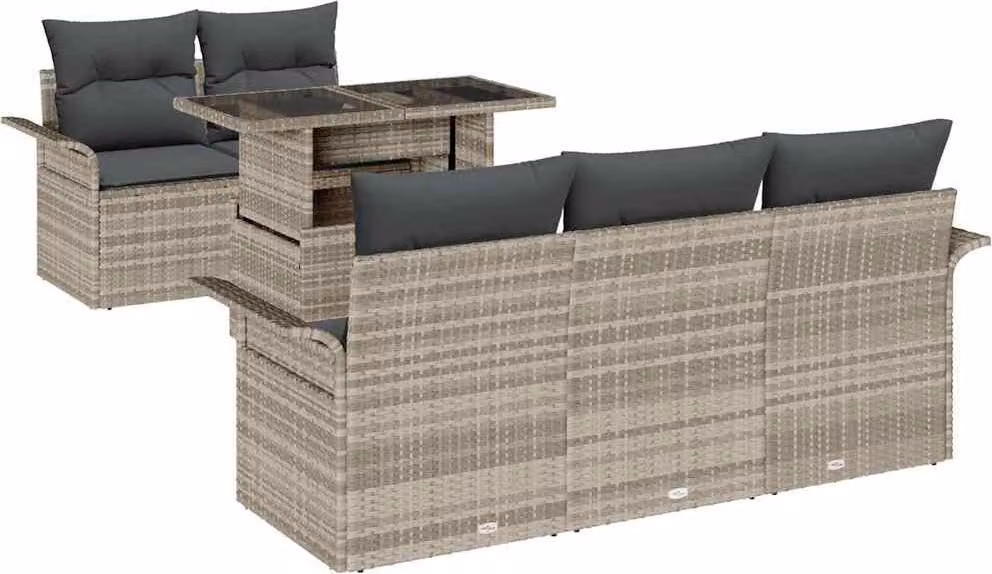 Set Divano da Giardino 6 pcs Grigio chiaro polyrattan