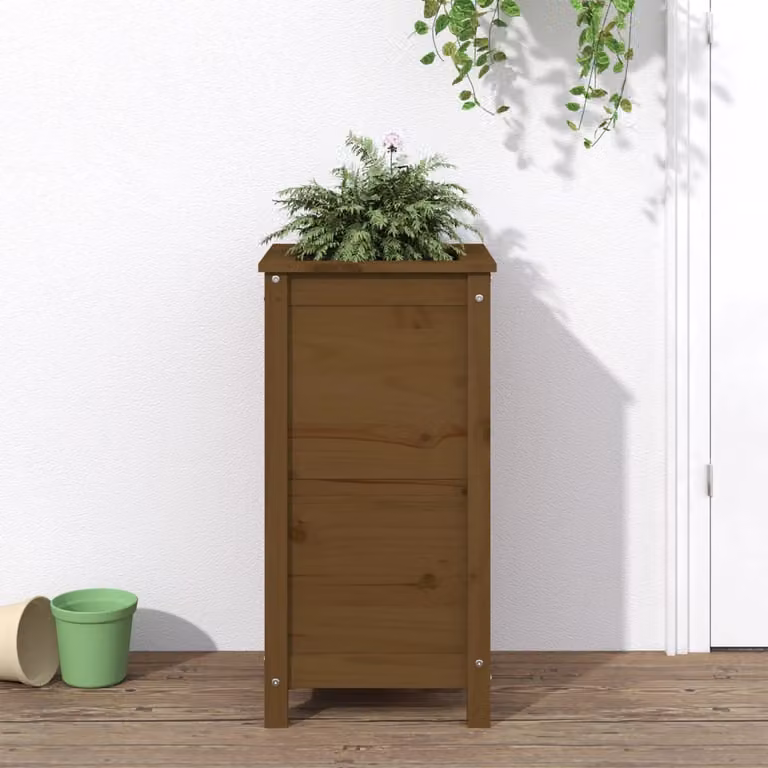 vidaXL Fioriera da Giardino in Legno di Pino Marrone L/P/H: 40 x 40 x 78 cm
