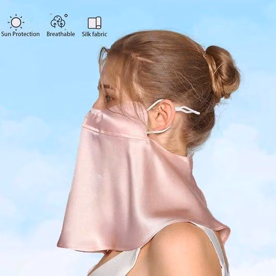 Mascherine in seta, protezione dai raggi UV, protezione solare, mascherine sportive riutilizzabili, mascherine da donna (bianche)
