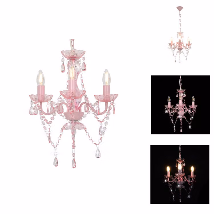 vidaXL Lampadario con perle rosa rotondo 3×E14 - Lampade