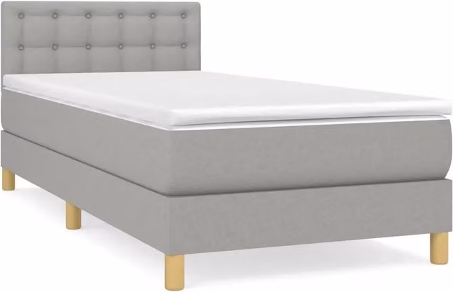 Letto singolo | Letto per adulti | Giroletto a Molle con Materasso Grigio Chiaro 90x200 cm Tessuto