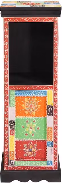 Comò Multicolore in Legno di Mango Massello Design In L/P/H: 30 x 30 x 90 cm CFW3802825