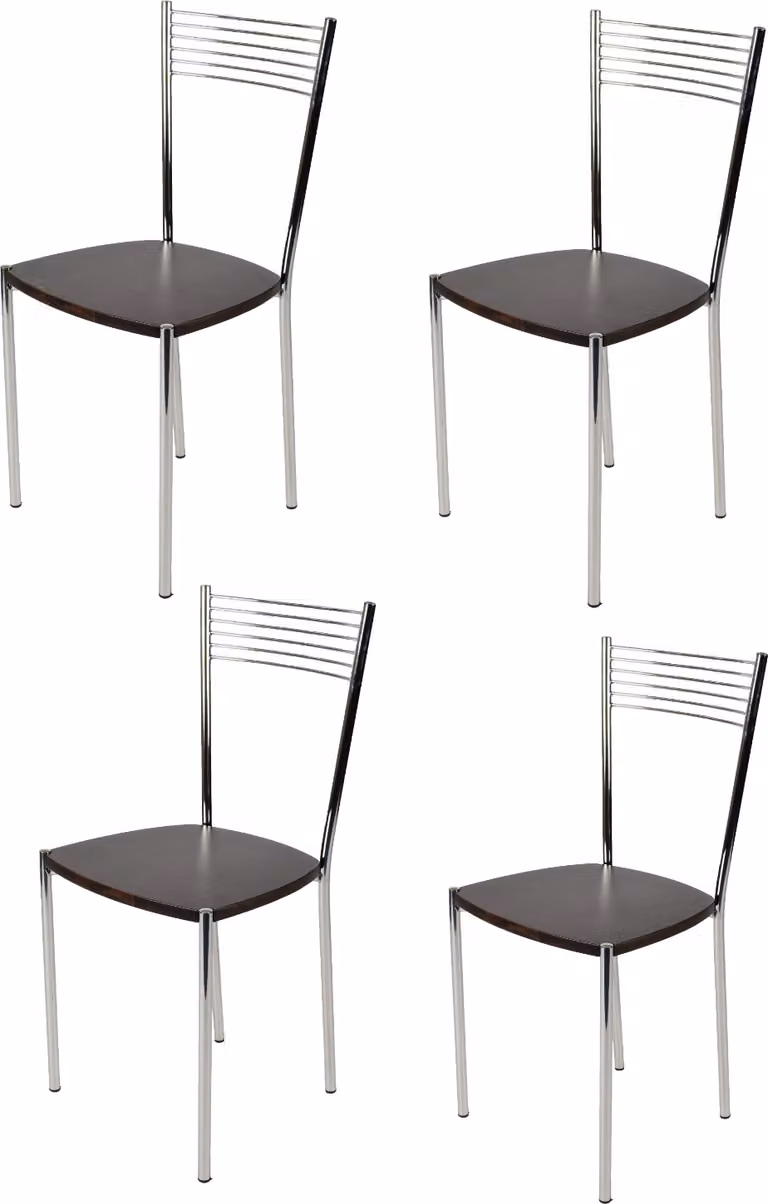 t m c s Tommychairs - Set di 4 sedie moderne ELEGANCE per cucina e sala da pranzo, robusta struttura in acciaio cromato, seduta in legno color wengé