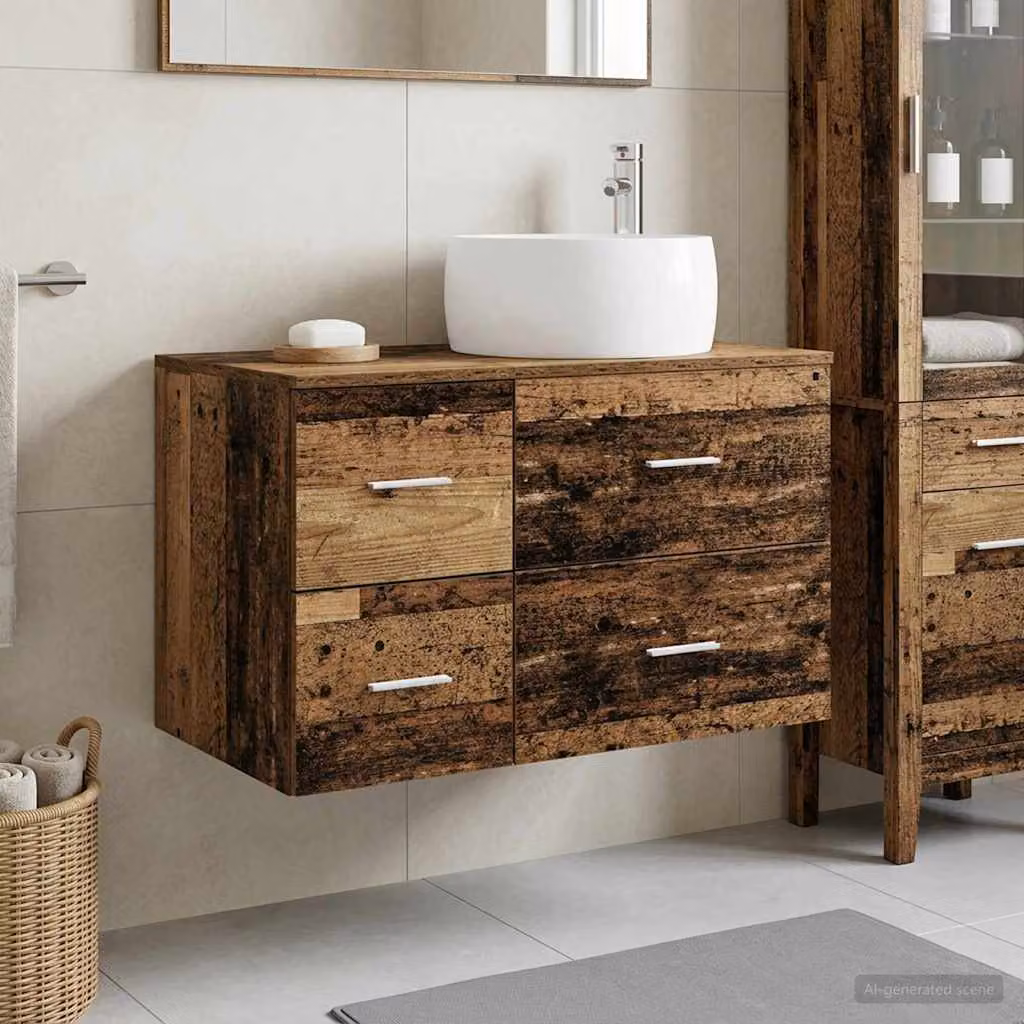 Set di mobili per il bagno vidaXL composto da mobile lavabo e pensile in legno marrone stile minimalista