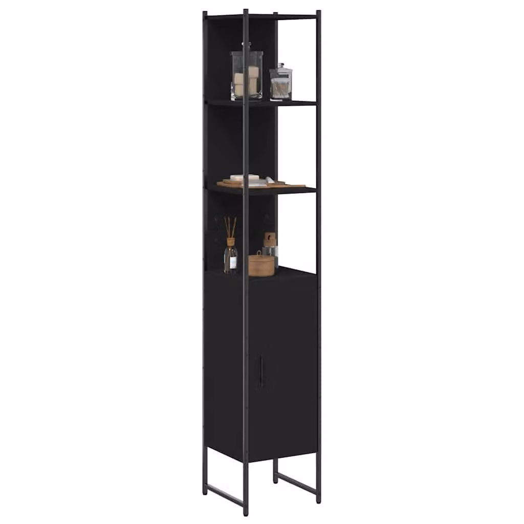 Mobile da bagno moderno vidaXL nero con ante a cerniera e ripiani interni, L/P/H: 33 x 33 x 185,5 cm