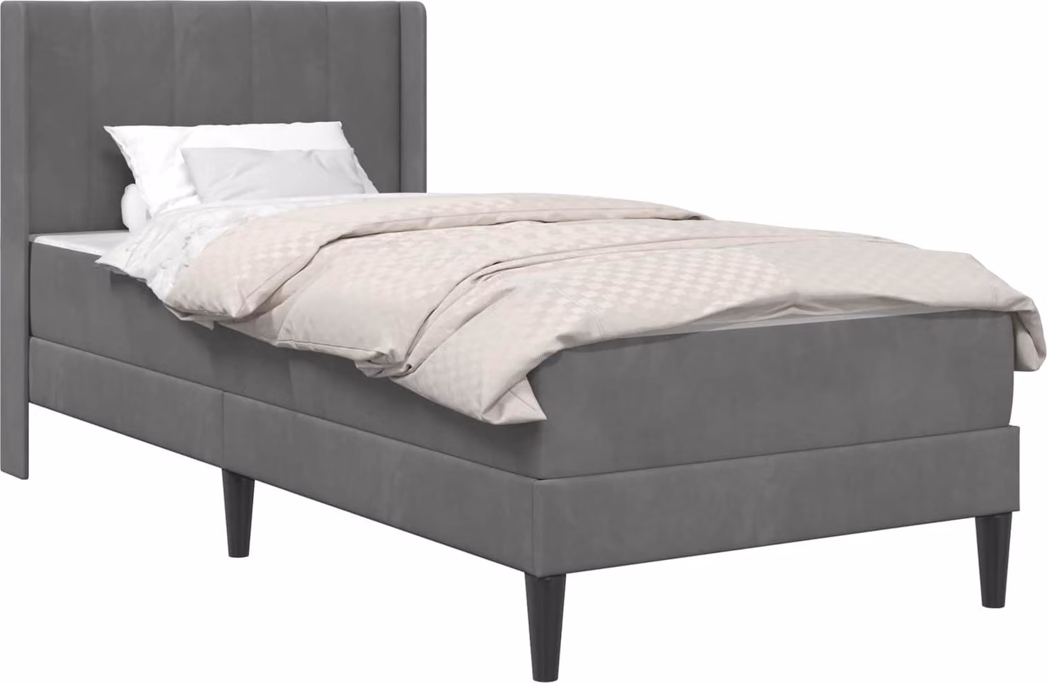 Struttura del letto con materasso, colore grigio scuro, dimensioni 90 x 190 cm