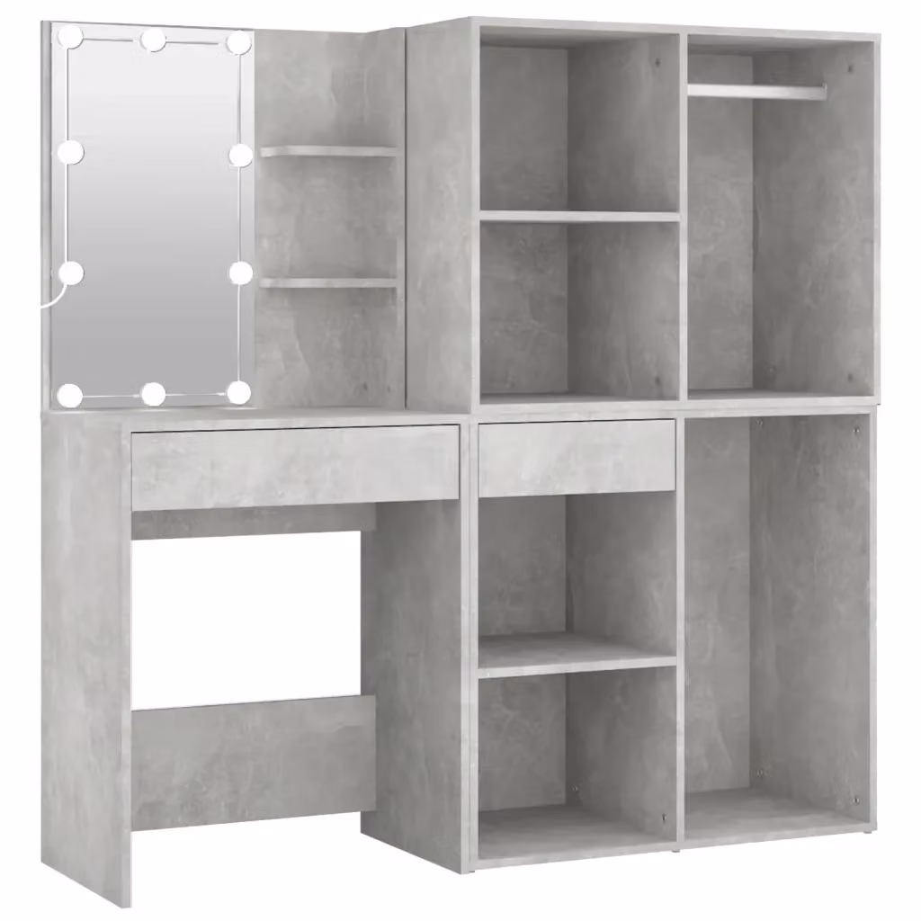 Toeletta Hollywood LED vidaXL in legno multistrato grigio, L: 140 cm, P: 40 cm, H: 60 cm – 2